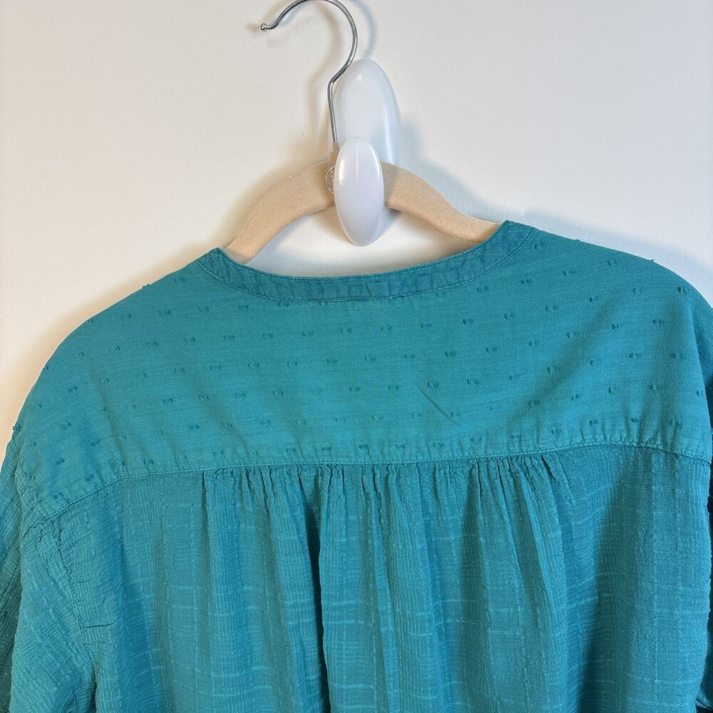 Pilcro Anthropologie Long Sleeve Button Up Blouse Sm Teal Swiss Dot Indie Boho - Picture 6 of 16
